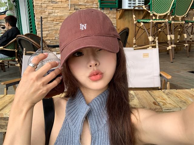 Lettering Embroidered Cap Baseball