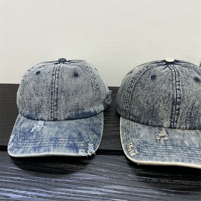 Cap Distressed Baseball Denim