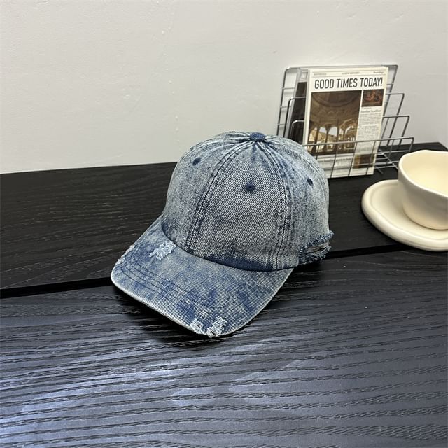 Cap Distressed Baseball Denim