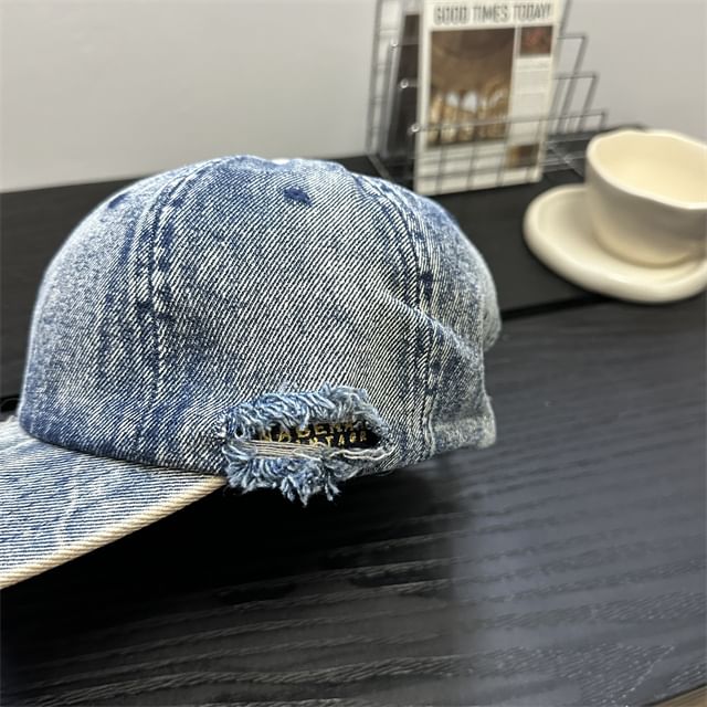 Cap Distressed Baseball Denim