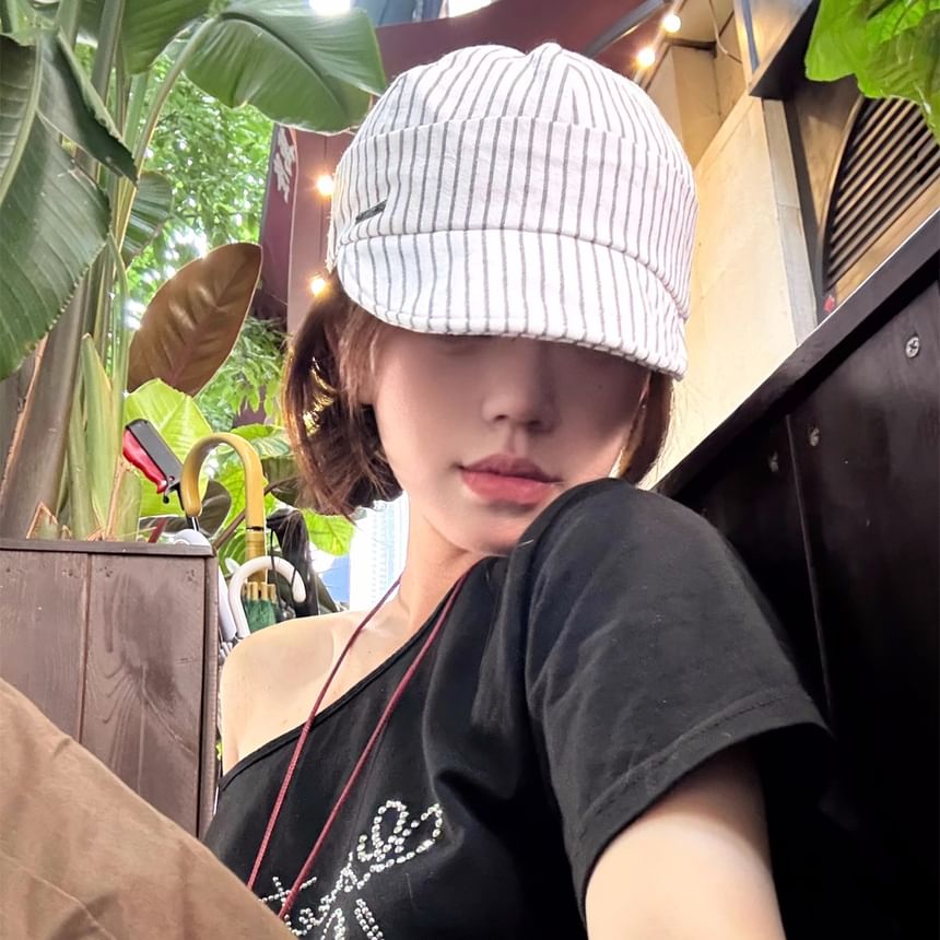 Brim Cap Striped Short Baseball