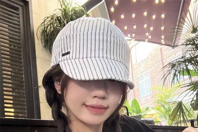 Brim Cap Striped Short Baseball