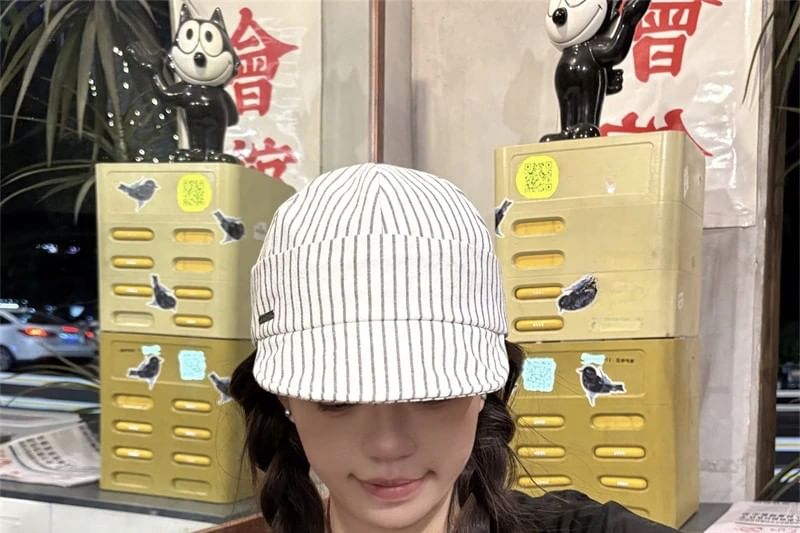 Brim Cap Striped Short Baseball