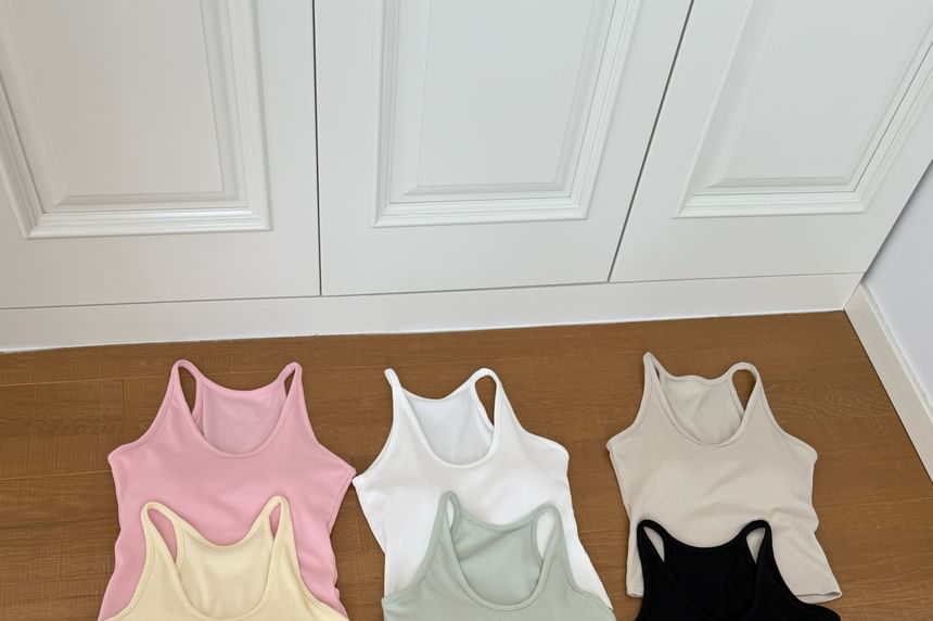 Scoop Top Neck Tank Plain Knit
