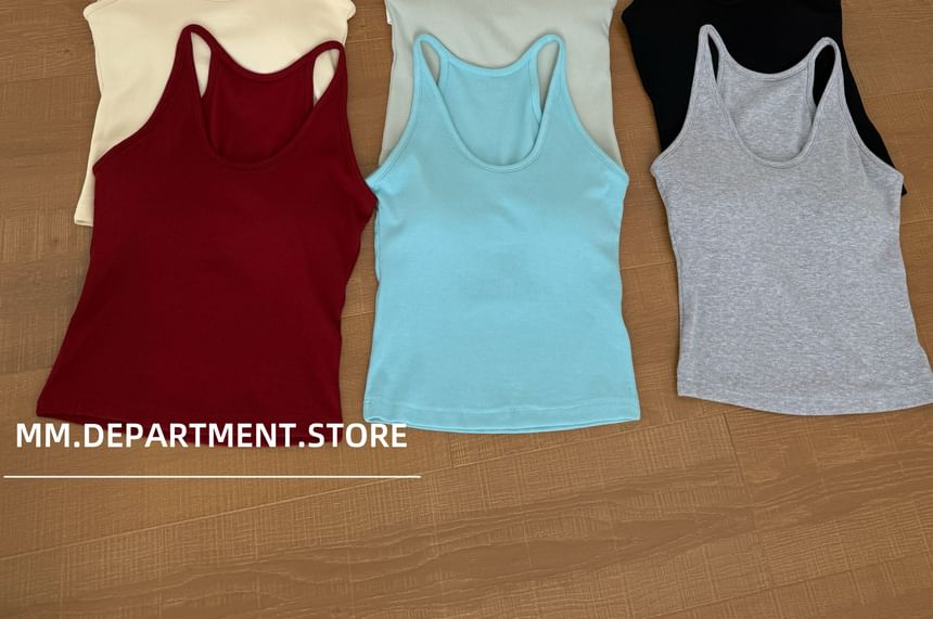 Scoop Top Neck Tank Plain Knit