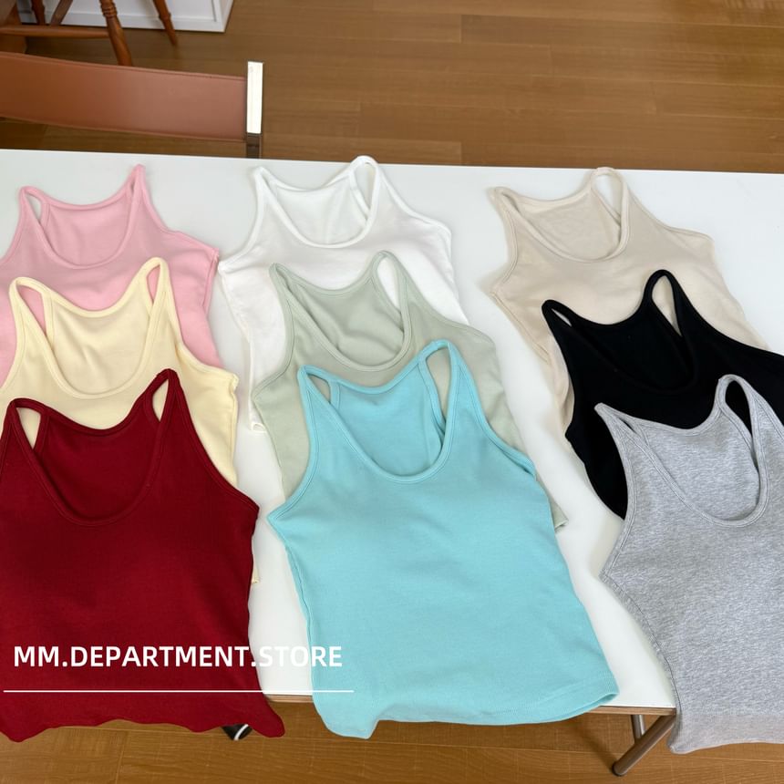 Scoop Top Neck Tank Plain Knit