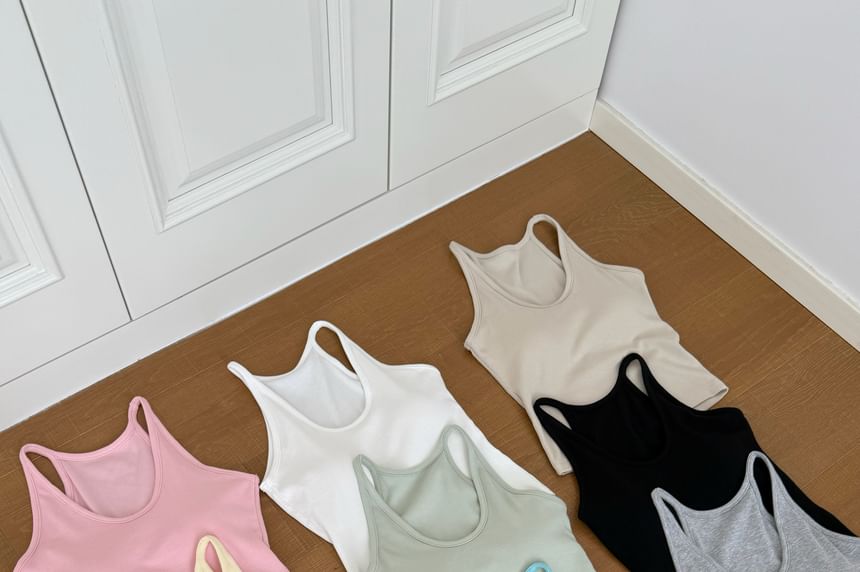 Scoop Top Neck Tank Plain Knit