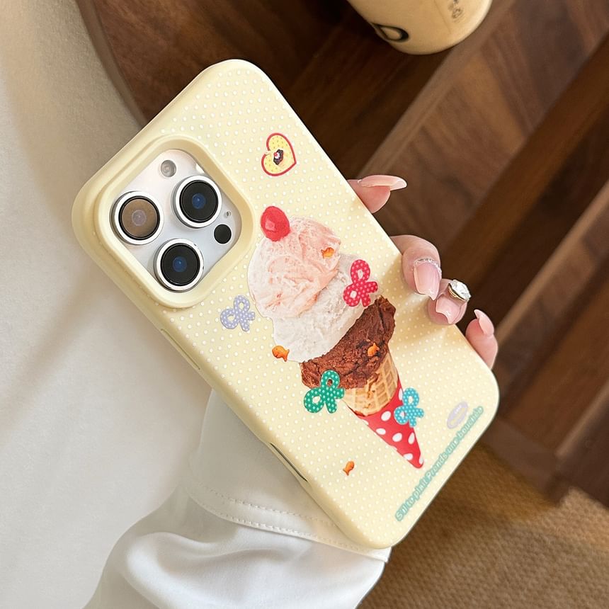 Cream Print Case Ice Phone