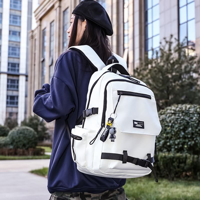 / Bag Charm Lettering Backpack Set Flap