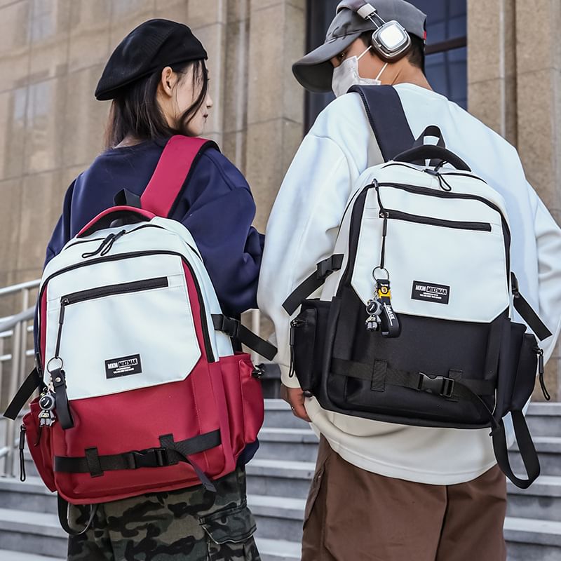 / Bag Charm Lettering Backpack Set Flap