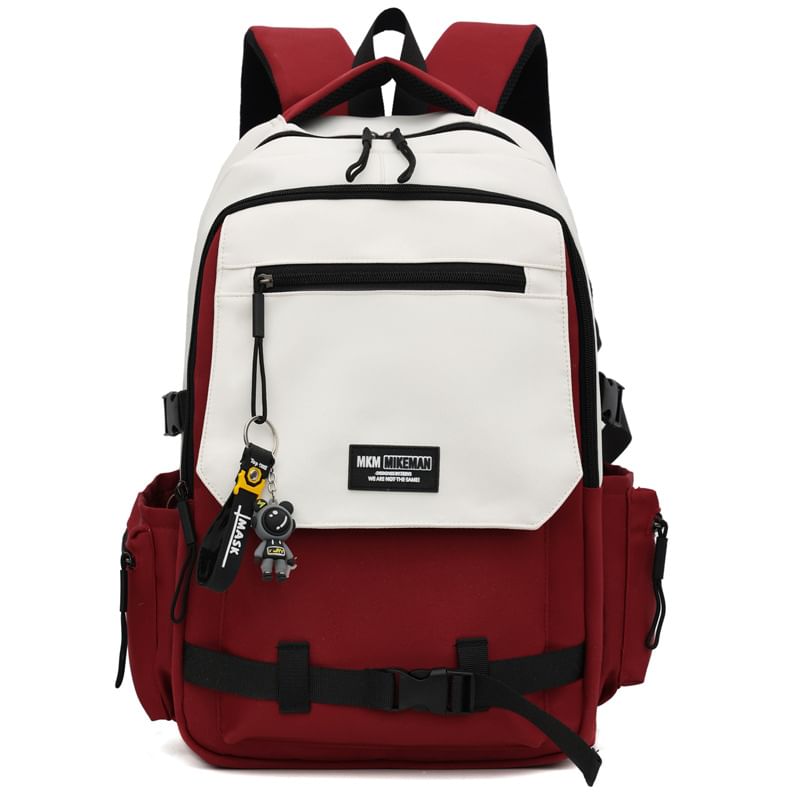 / Bag Charm Lettering Backpack Set Flap