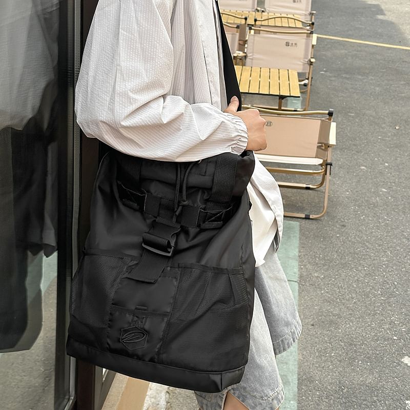 Color Crossbody Block Drawstring Bag