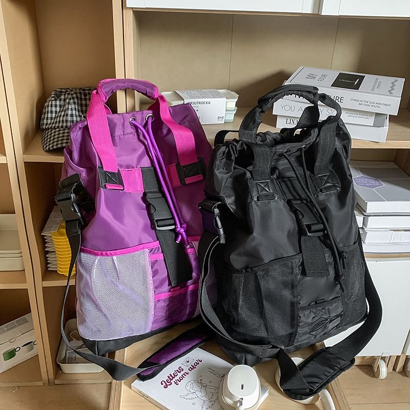 Color Crossbody Block Drawstring Bag