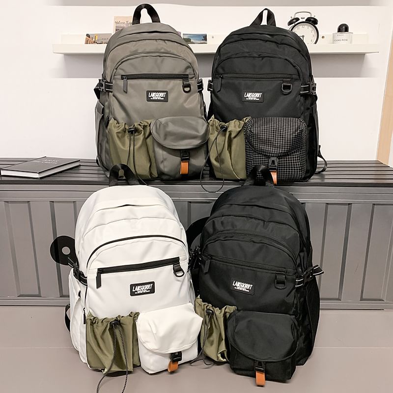 Pocket Backpack Contrast Lettering
