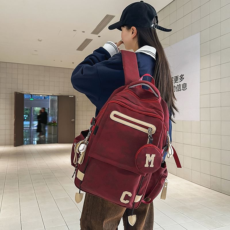 / Purse Print Set Coin Camouflaged Backpack