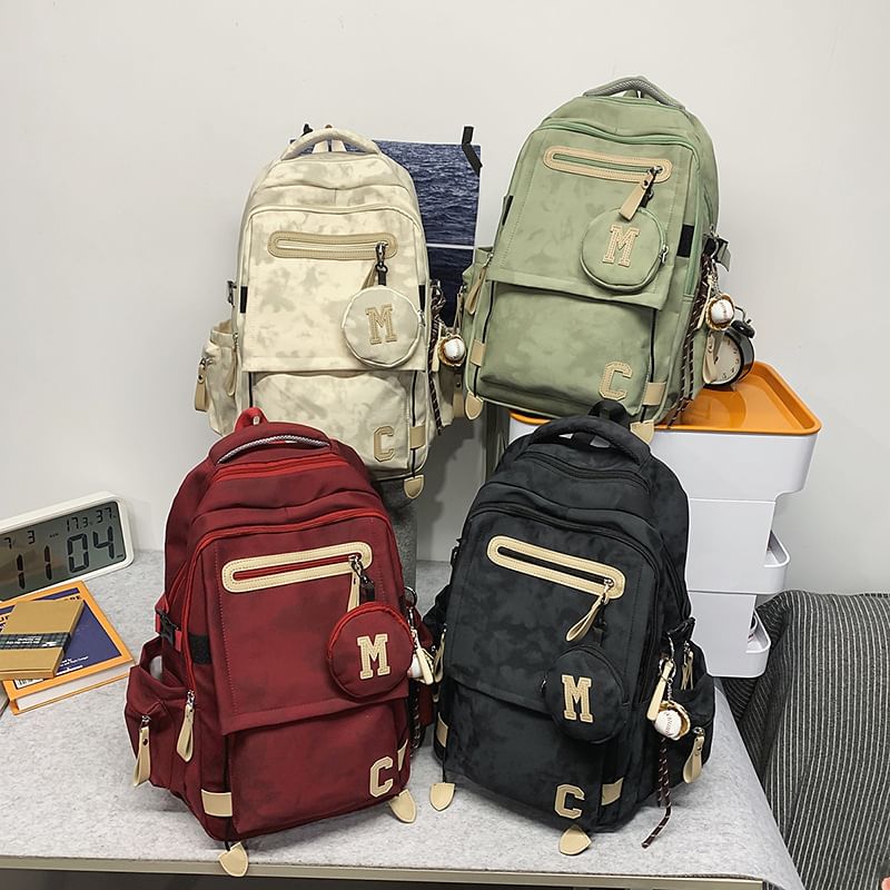 / Purse Print Set Coin Camouflaged Backpack