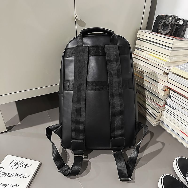 Faux Lettering Leather Backpack