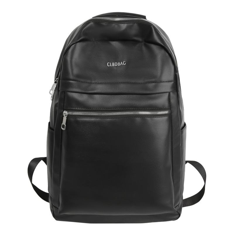 Faux Lettering Leather Backpack