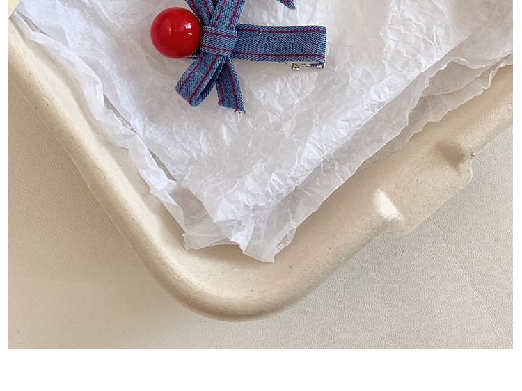 Clip Bow Set Hair Denim