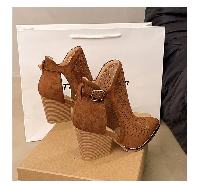 Boots Block Heel D'Orsay Short