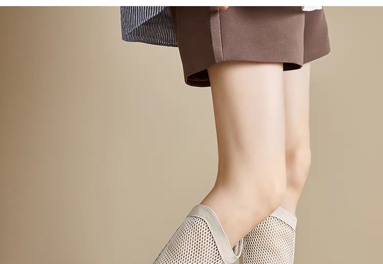 Tall Boots Platform Heel Mesh Block Plain