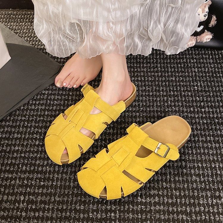 Suede Plain Mules Faux