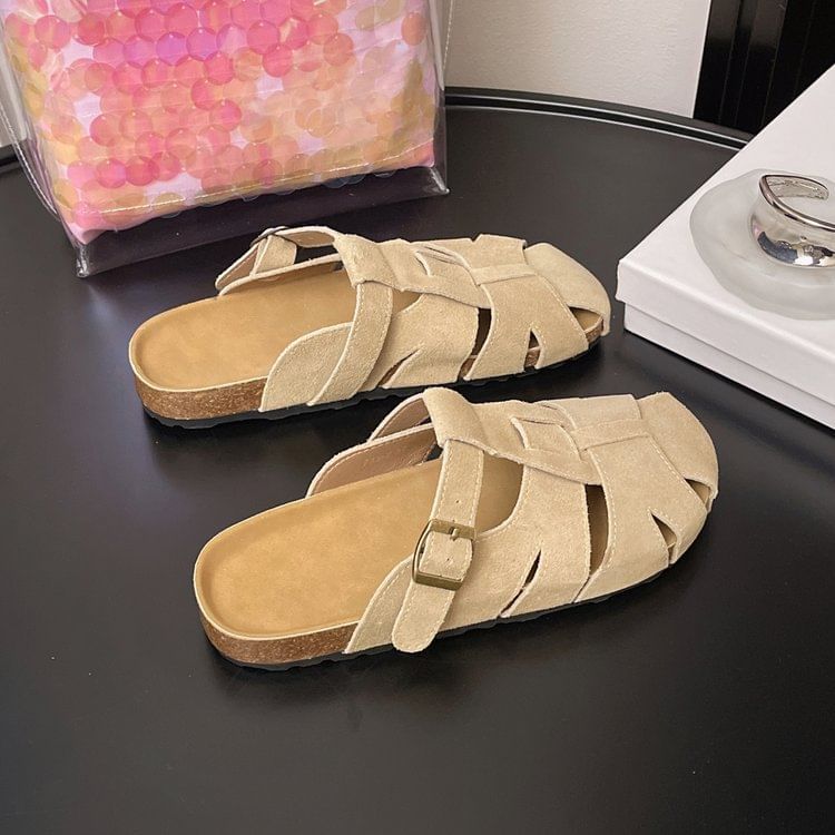 Suede Plain Mules Faux