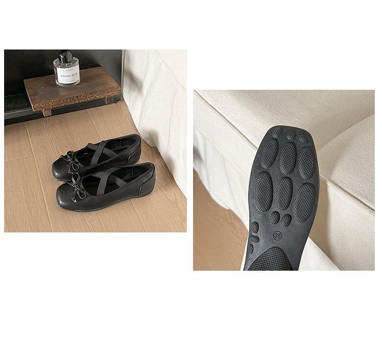 Bow Ballet Toe Flats Square