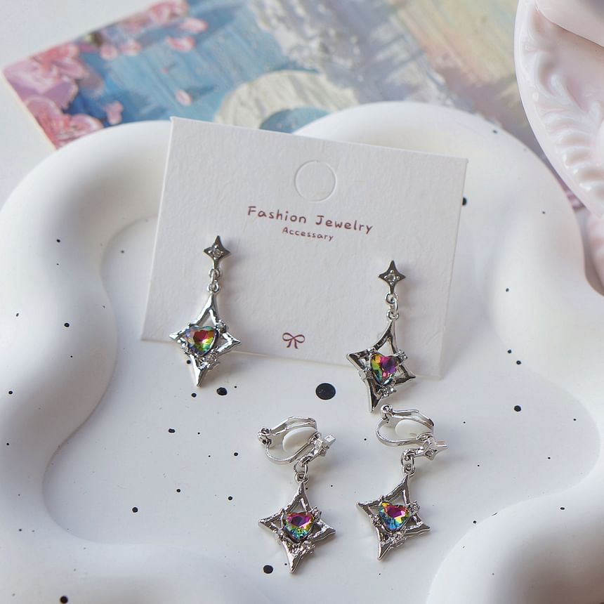 On Gemstone Clip Earring Dangle /