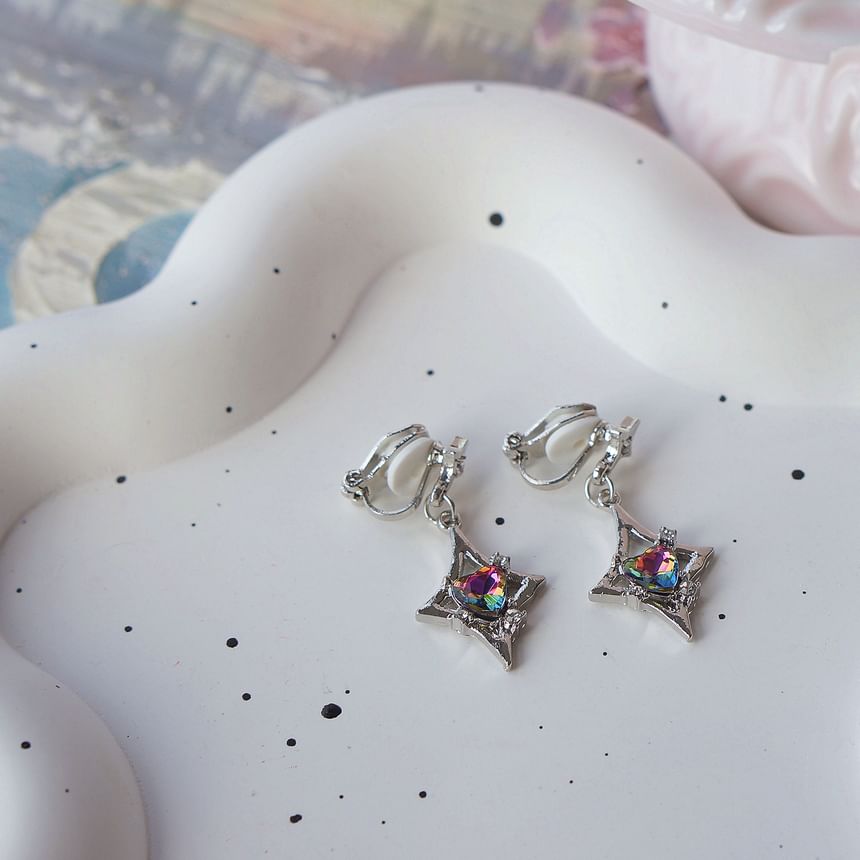 On Gemstone Clip Earring Dangle /