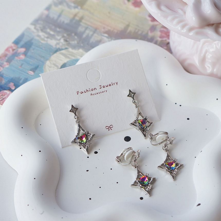 On Gemstone Clip Earring Dangle /