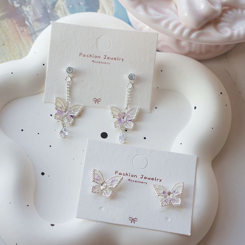 Dangle Earring On Butterfly Clip /