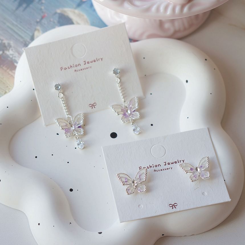 Dangle Earring On Butterfly Clip /