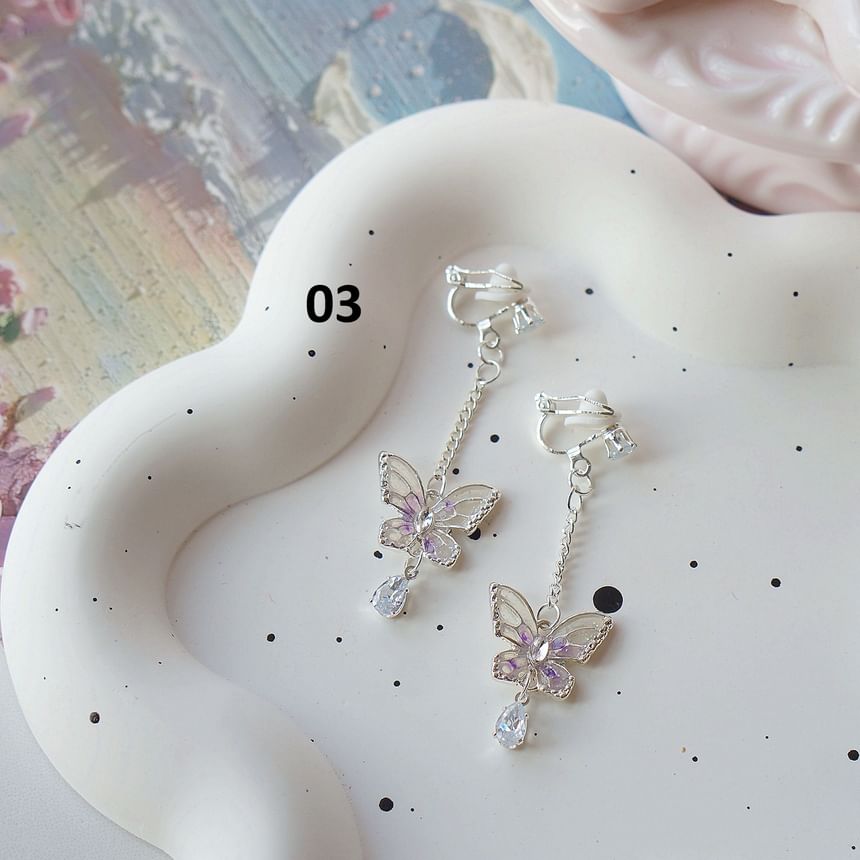 Dangle Earring On Butterfly Clip /