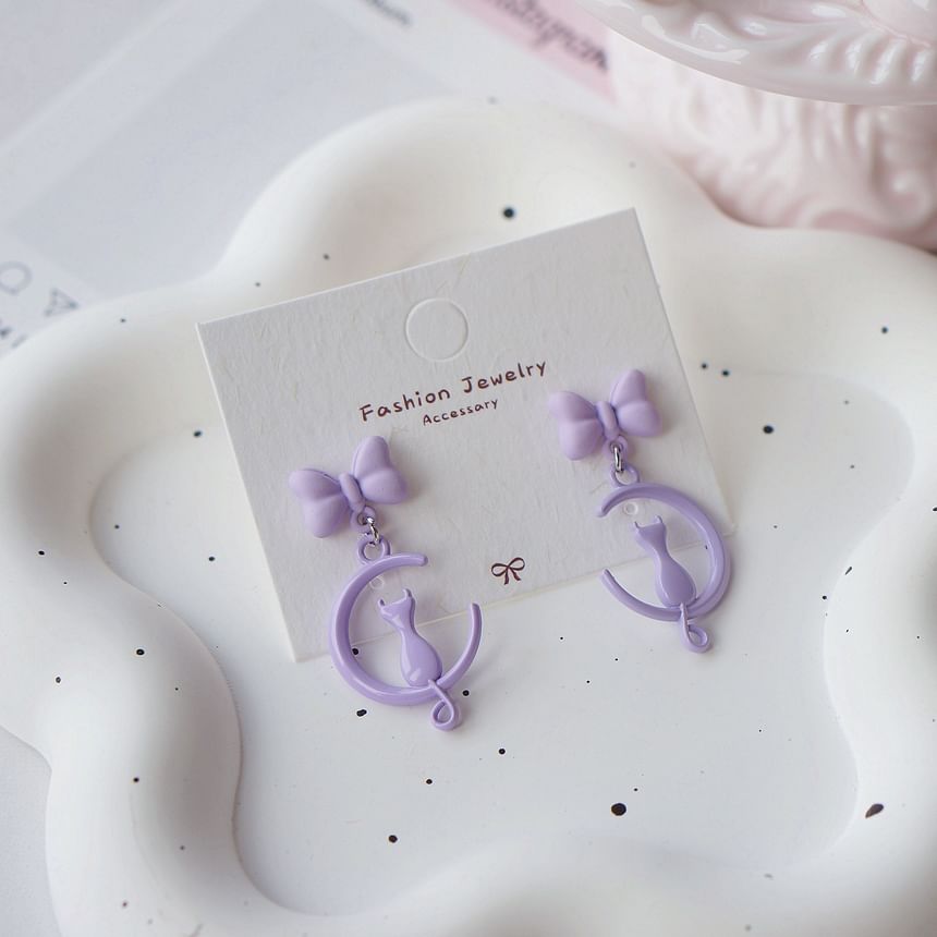 Dangle Cat Earring Moon Clip / On