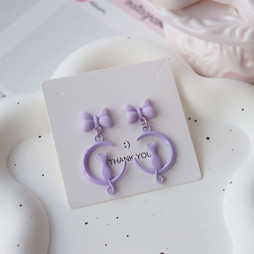 Dangle Cat Earring Moon Clip / On