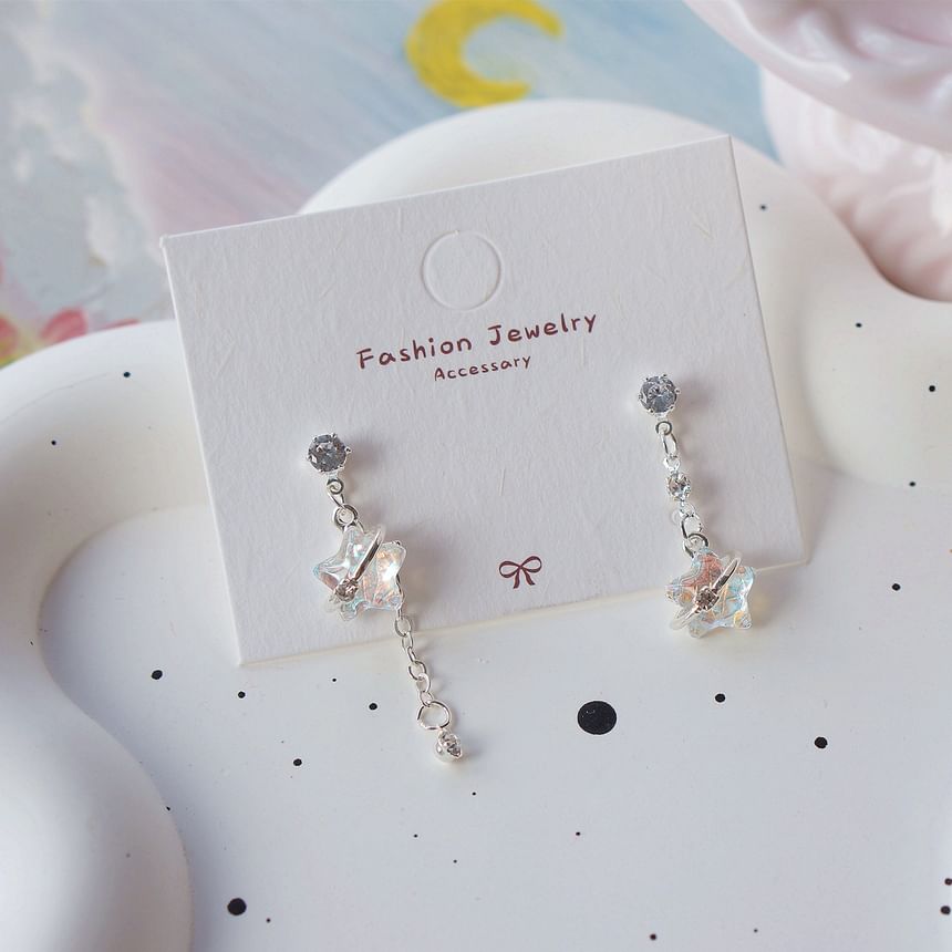 Star Asymmetrical Dangle Earring / Clip On Earring