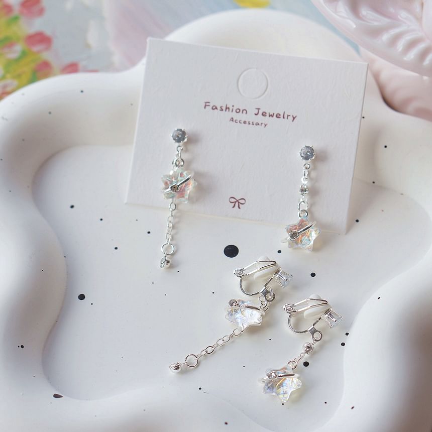 Star Asymmetrical Dangle Earring / Clip On Earring