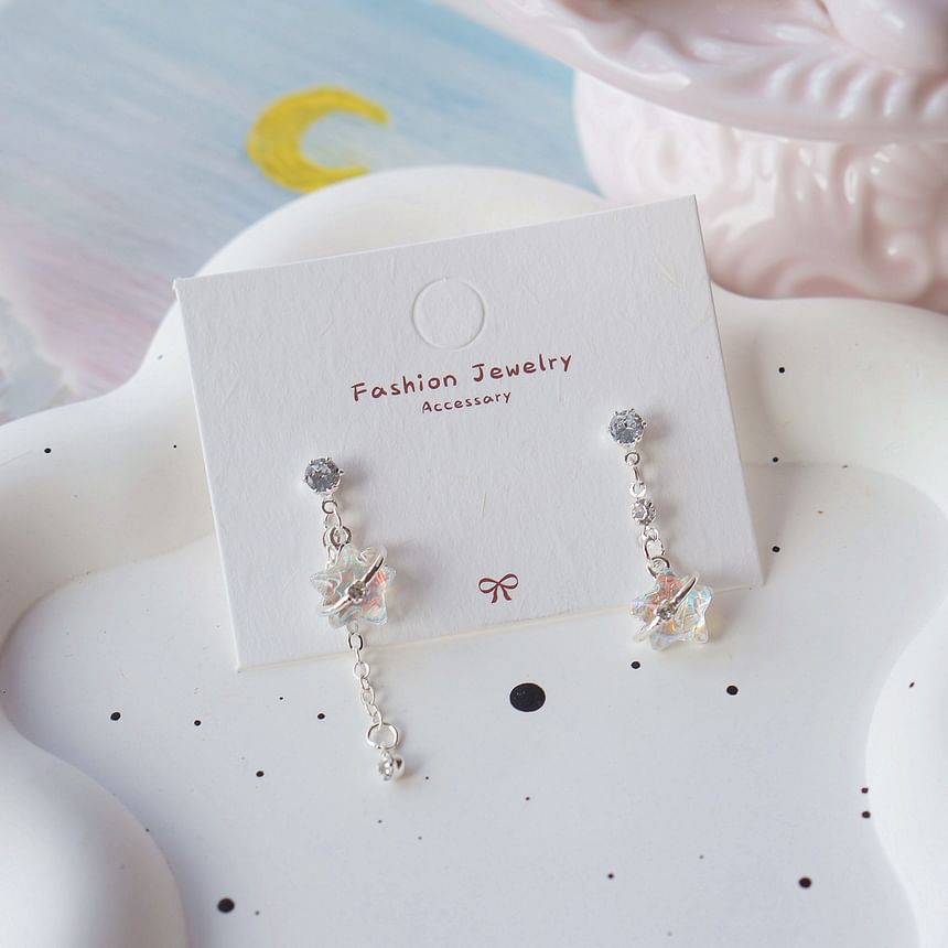 Star Asymmetrical Dangle Earring / Clip On Earring