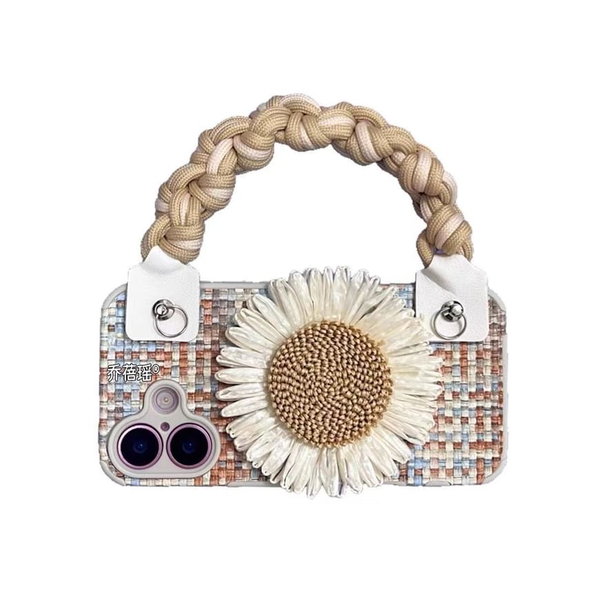 Set Case Lanyard Sunflower Adhesive Phone / Woven Strap Decoration
