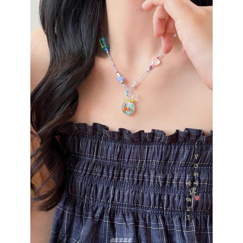 Necklace Beaded Pendant Goldfish