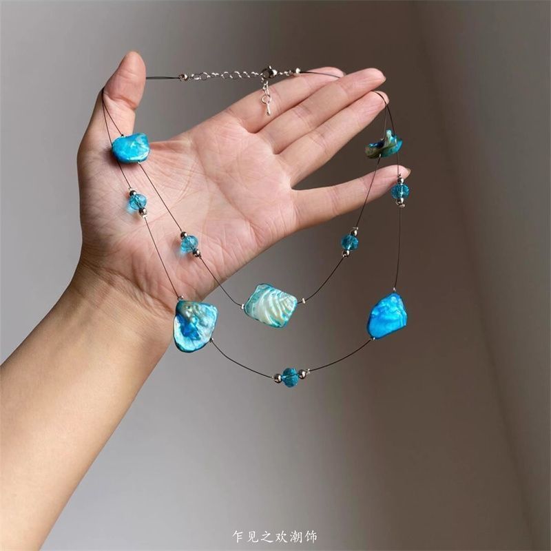 Beaded Gemstone Layered Necklace Irregular