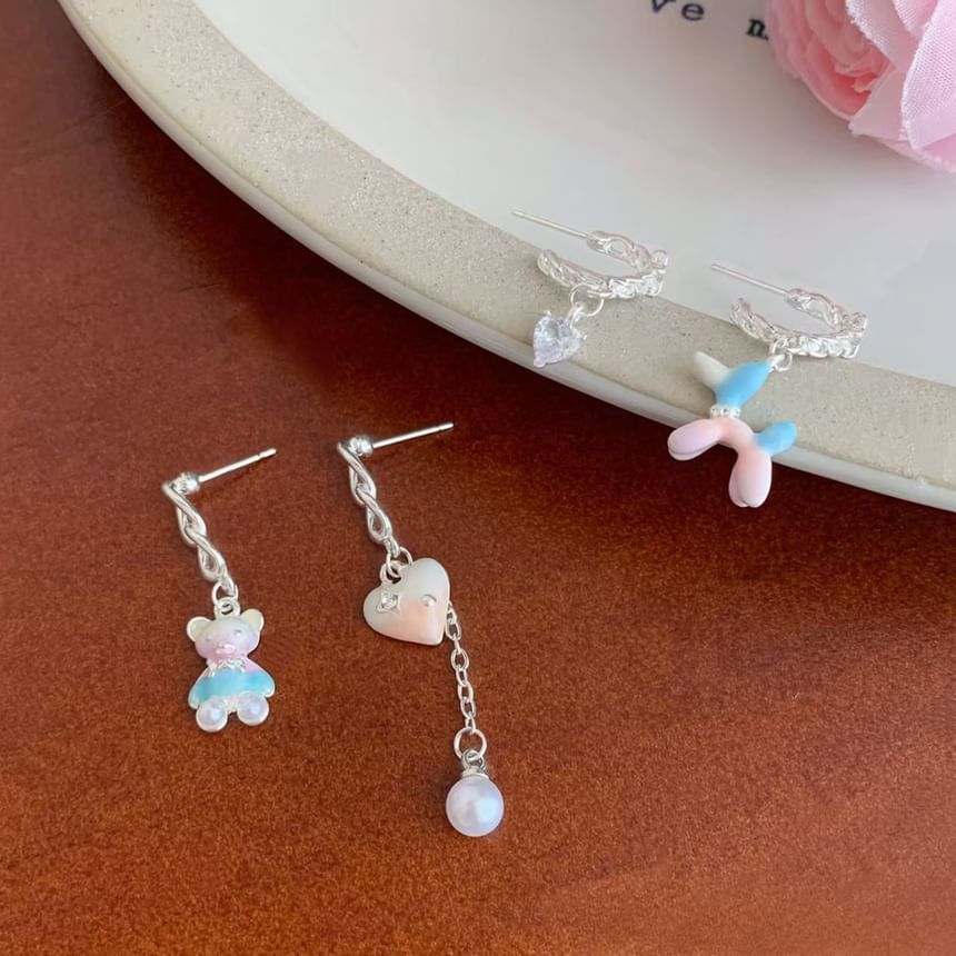 Dangle Bear Asymmetrical Earring