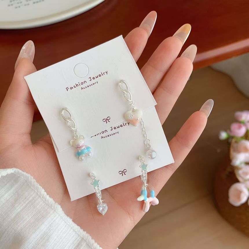 Dangle Bear Asymmetrical Earring