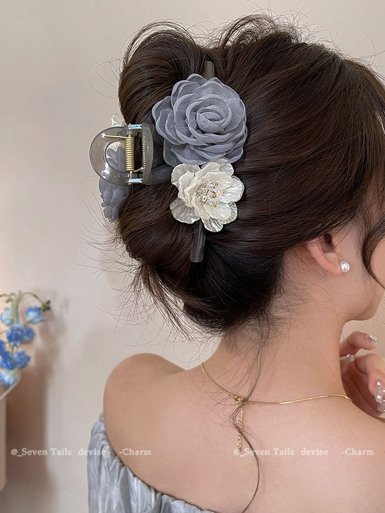 Floral Fabric Hair Claw Clip Acrylic