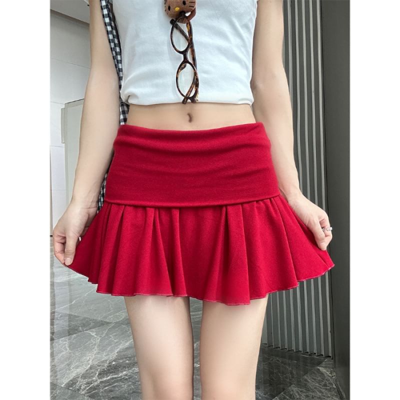 Rise Plain Mini Low Skirt