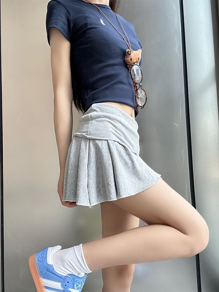 Rise Plain Mini Low Skirt