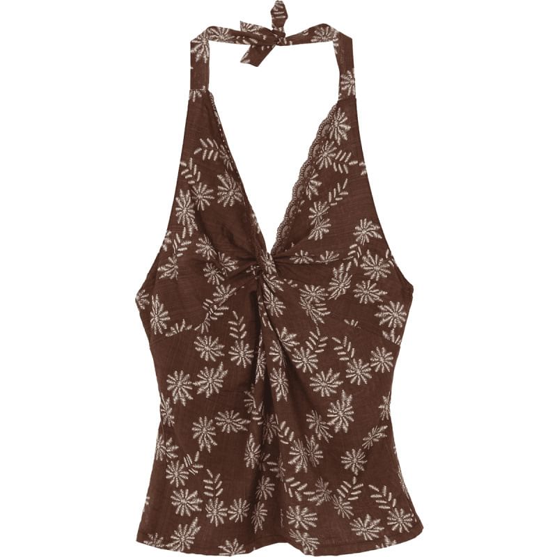 V-Neck Mini / Sleeveless Top Print Skirt