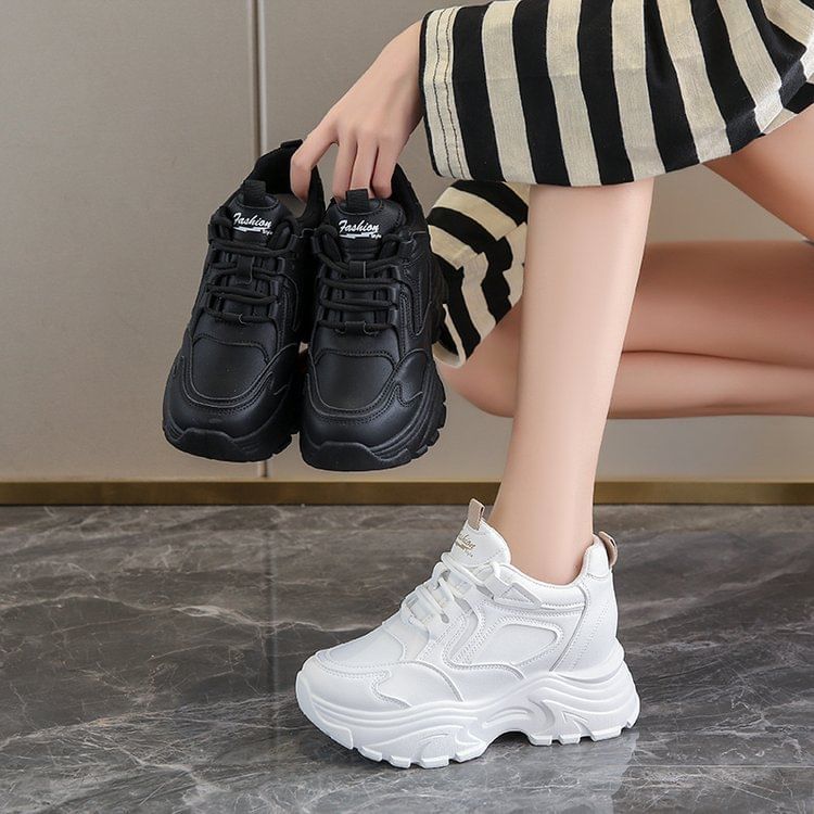 Panel Sneakers Wedge Platform Hidden