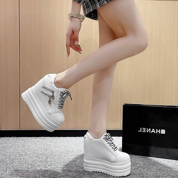 Wedge Panel Platform Hidden Zip Sneakers